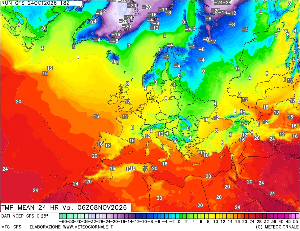 mappa Temperatura media 24 ore