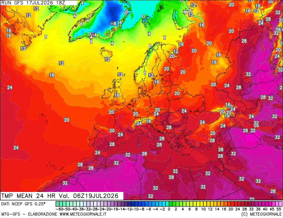 mappa Temperatura media 24 ore