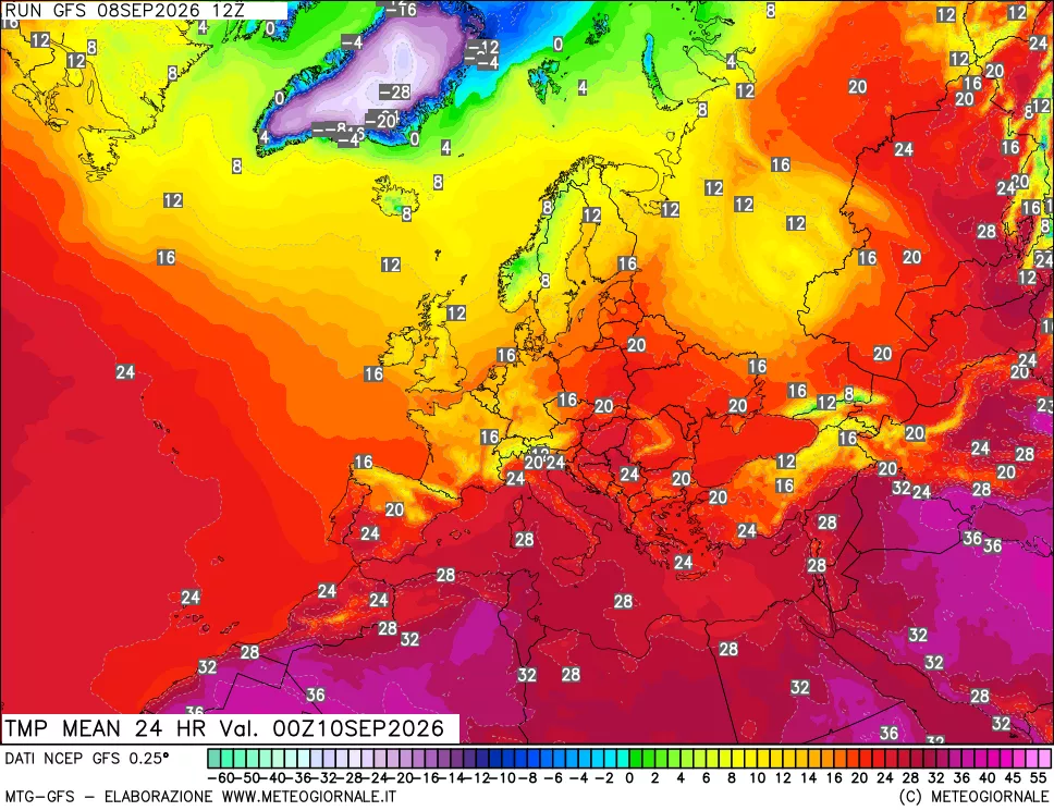mappa Temperatura media 24 ore