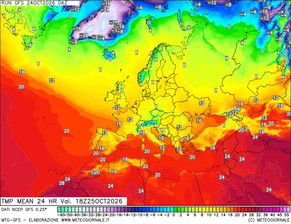 mappa Temperatura media 24 ore