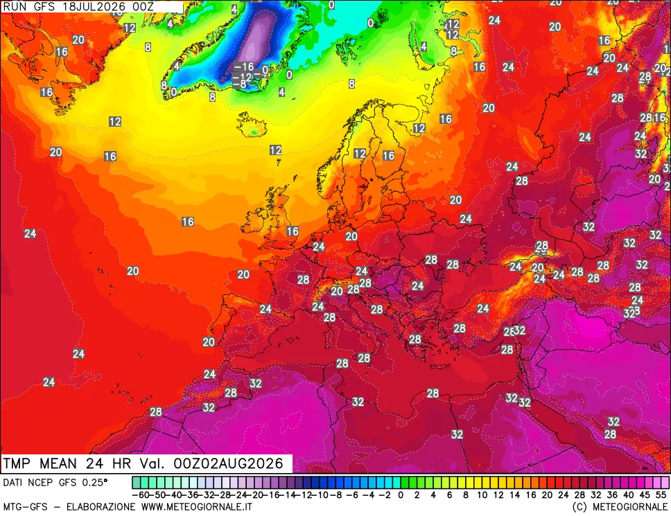 mappa Temperatura media 24 ore