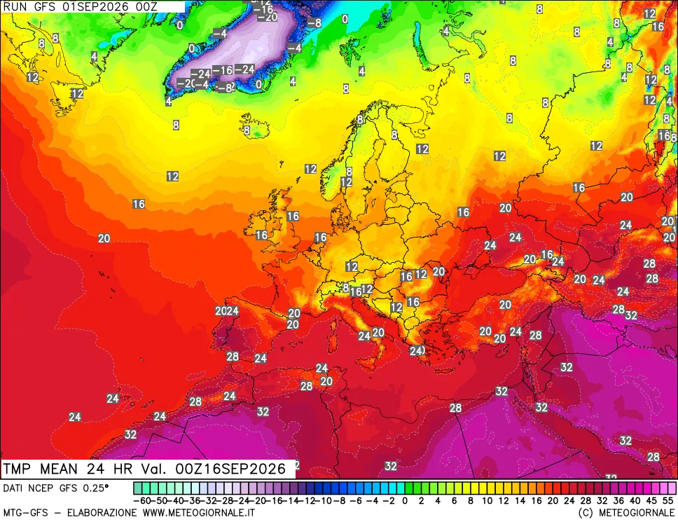 mappa Temperatura media 24 ore