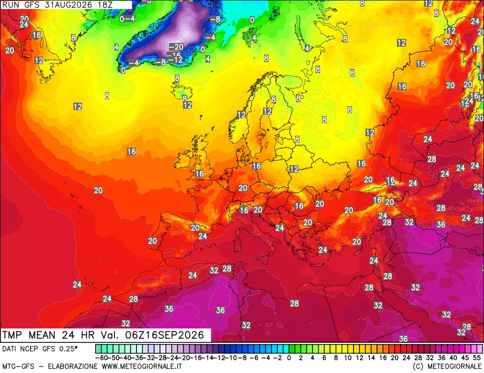mappa Temperatura media 24 ore