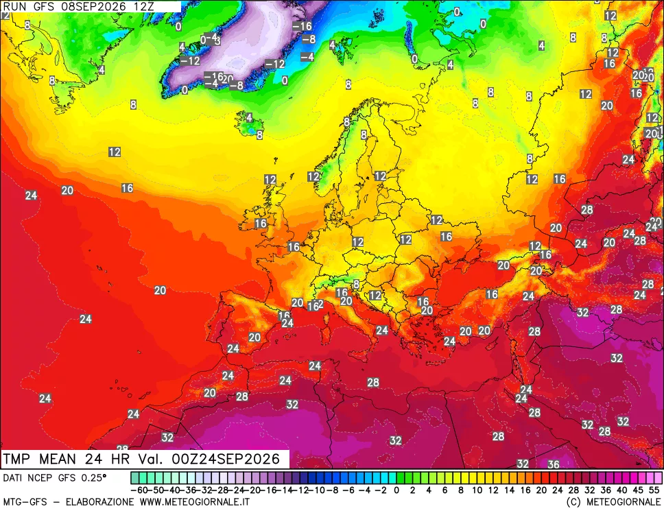 mappa Temperatura media 24 ore