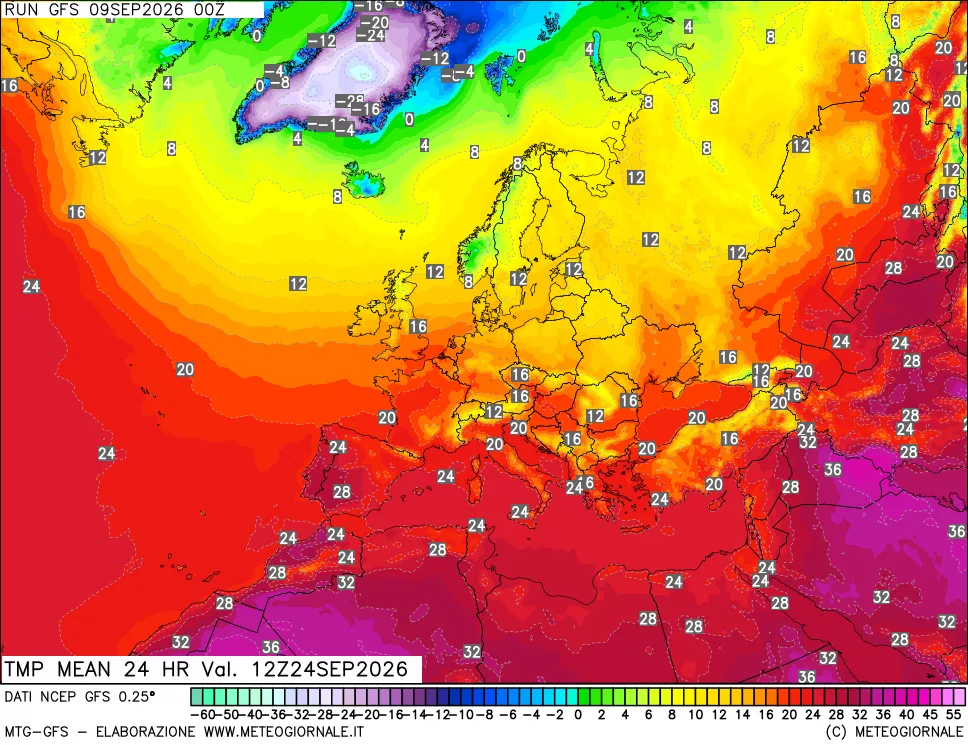 mappa Temperatura media 24 ore