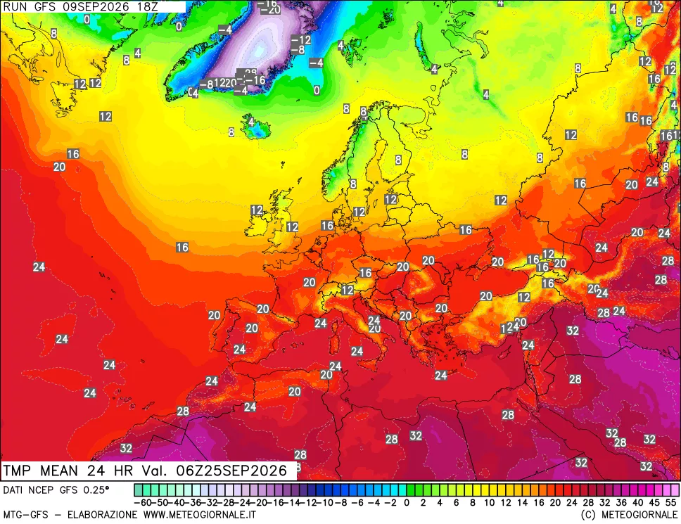 mappa Temperatura media 24 ore