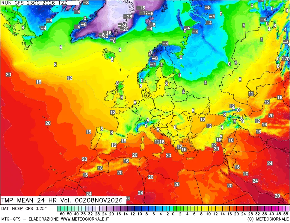 mappa Temperatura media 24 ore