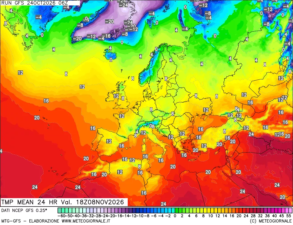 mappa Temperatura media 24 ore
