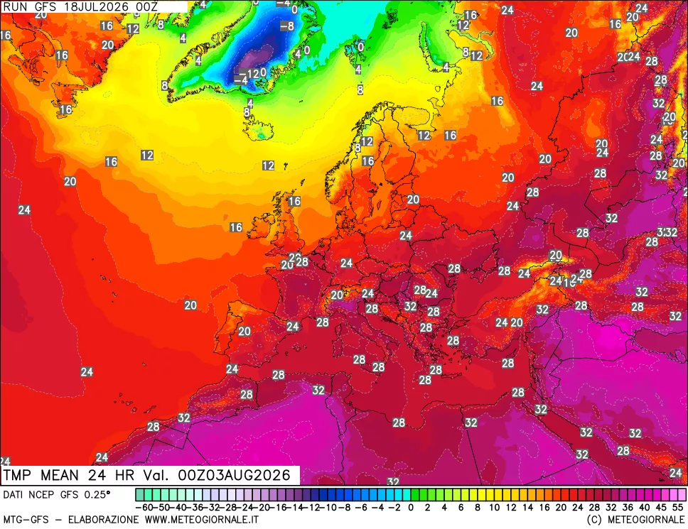 mappa Temperatura media 24 ore