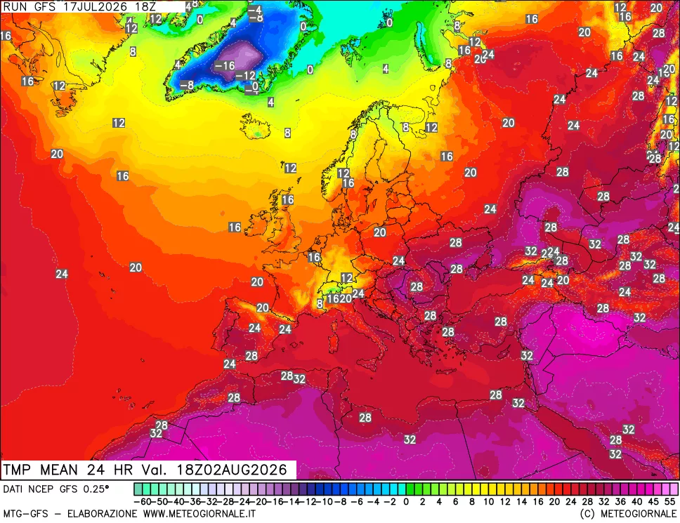 mappa Temperatura media 24 ore