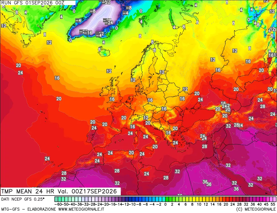 mappa Temperatura media 24 ore