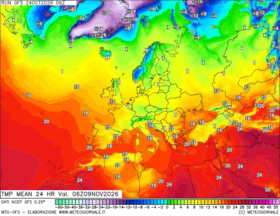 mappa Temperatura media 24 ore