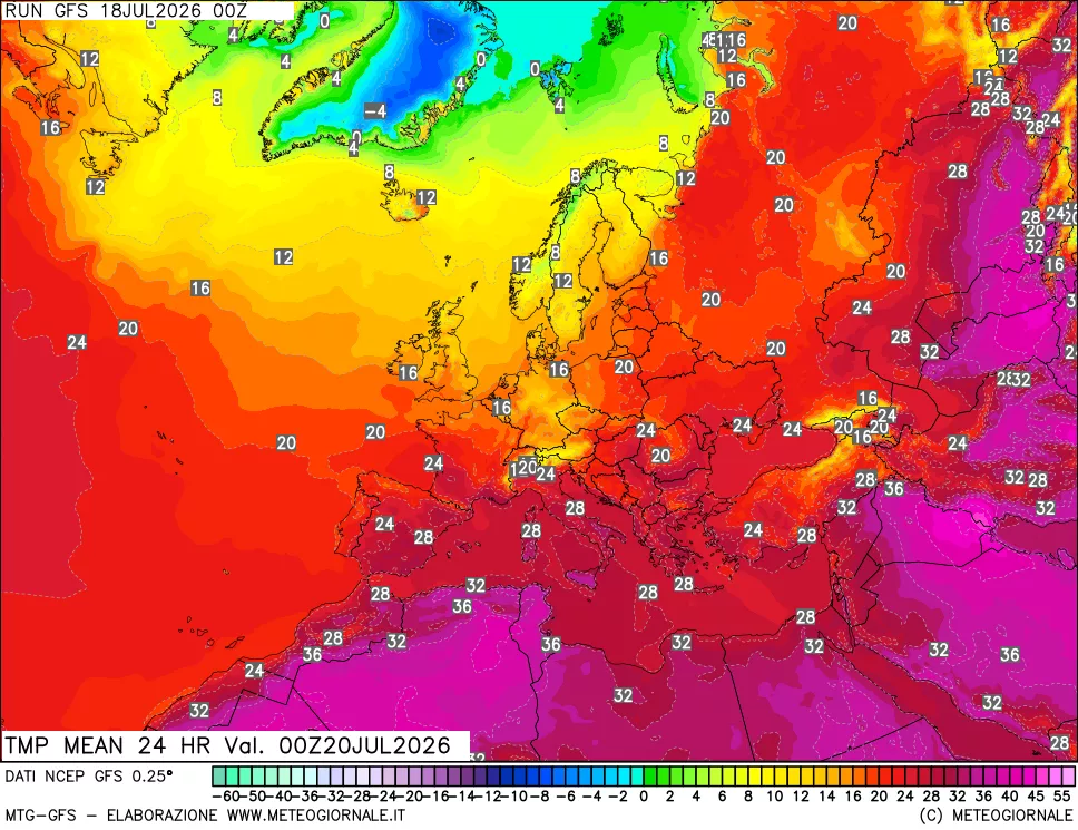 mappa Temperatura media 24 ore