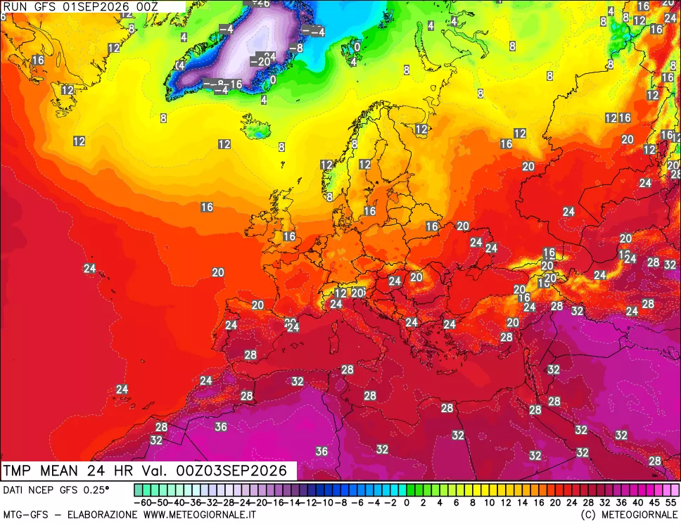 mappa Temperatura media 24 ore
