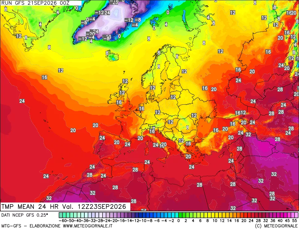 mappa Temperatura media 24 ore