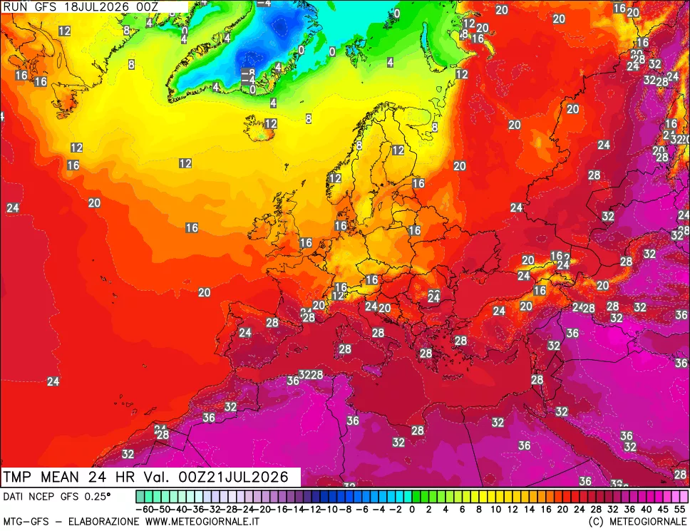 mappa Temperatura media 24 ore