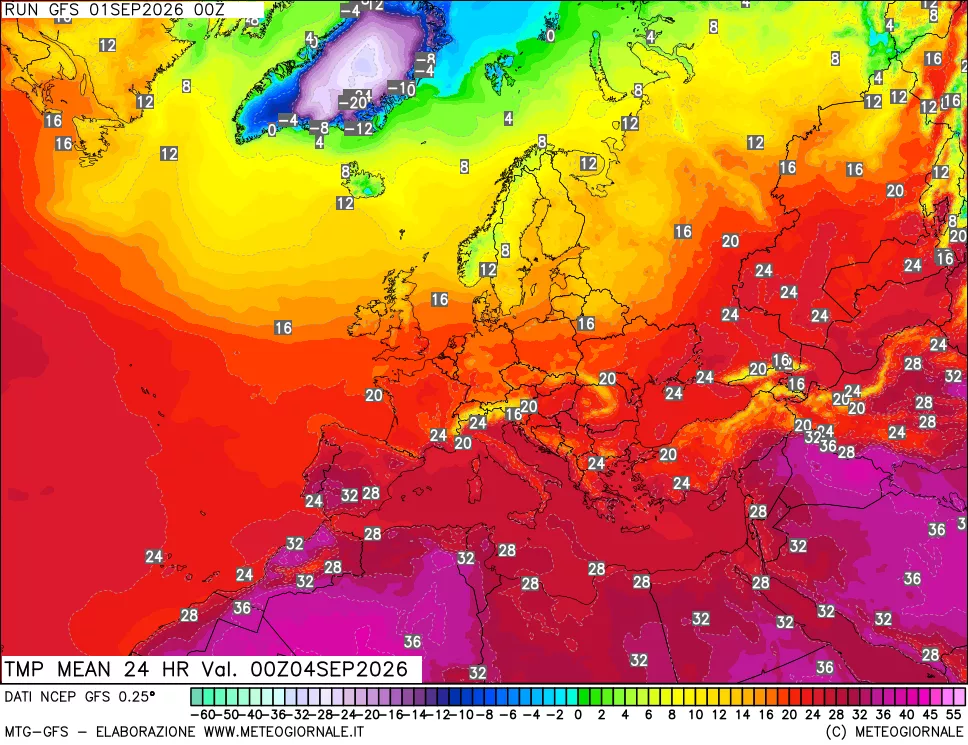 mappa Temperatura media 24 ore