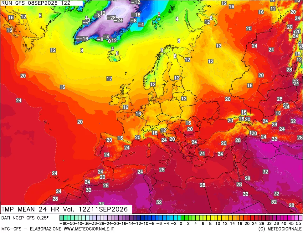 mappa Temperatura media 24 ore