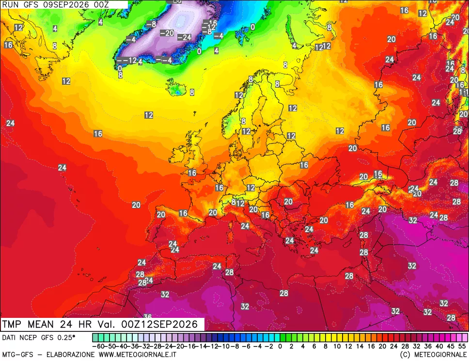 mappa Temperatura media 24 ore