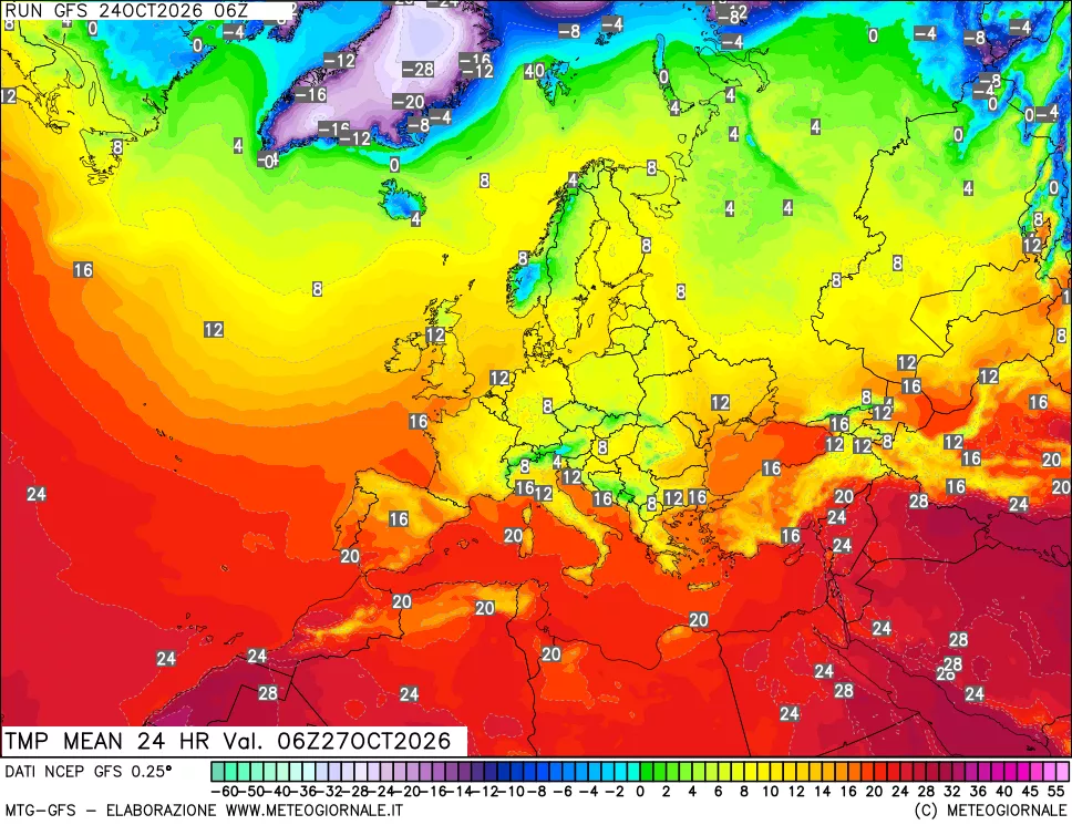 mappa Temperatura media 24 ore
