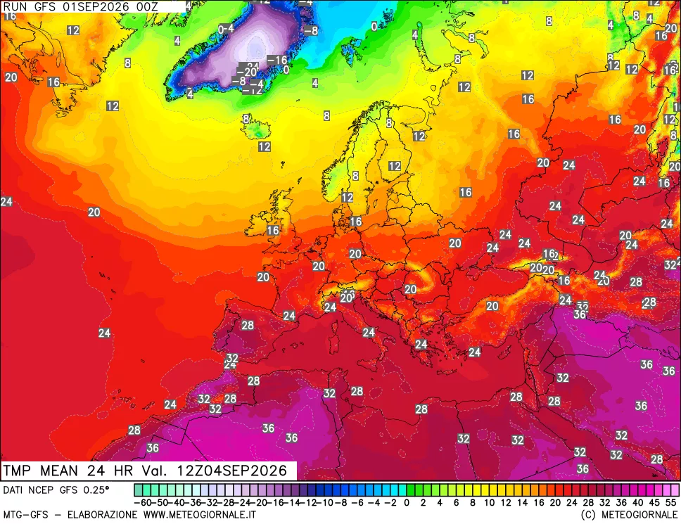 mappa Temperatura media 24 ore