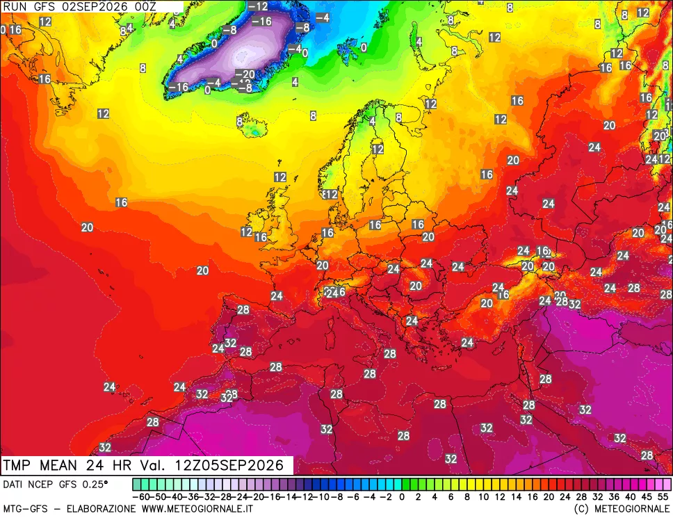 mappa Temperatura media 24 ore