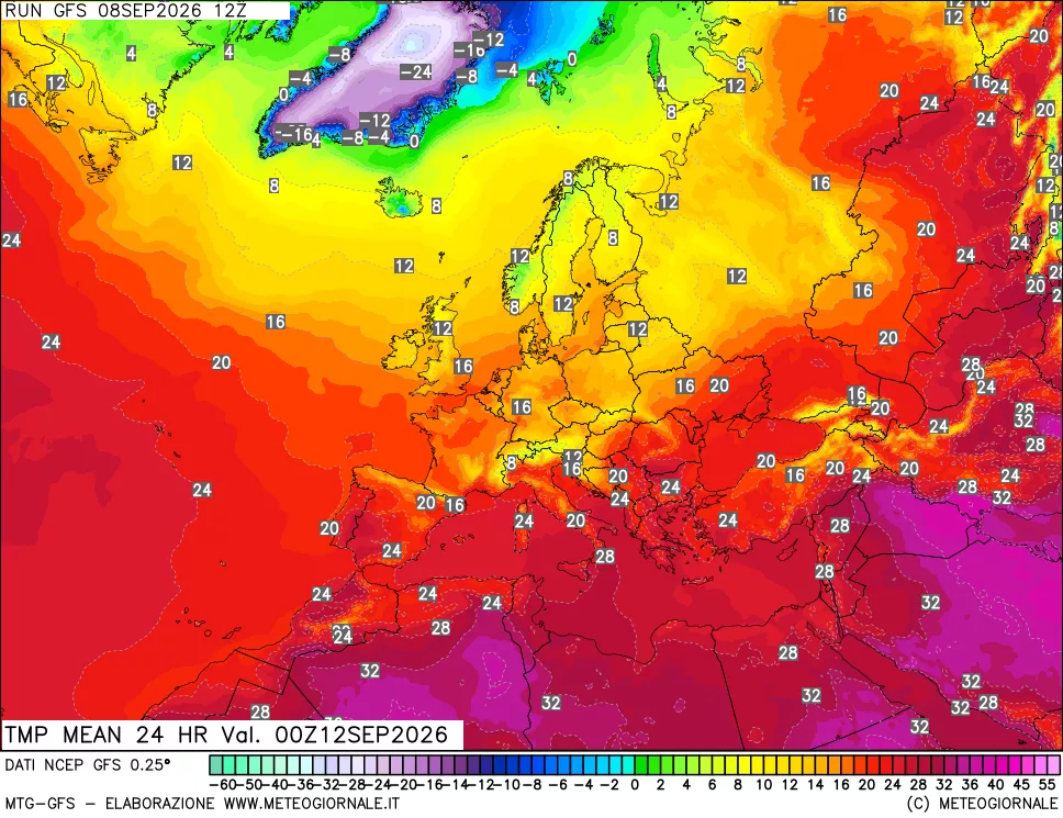 mappa Temperatura media 24 ore