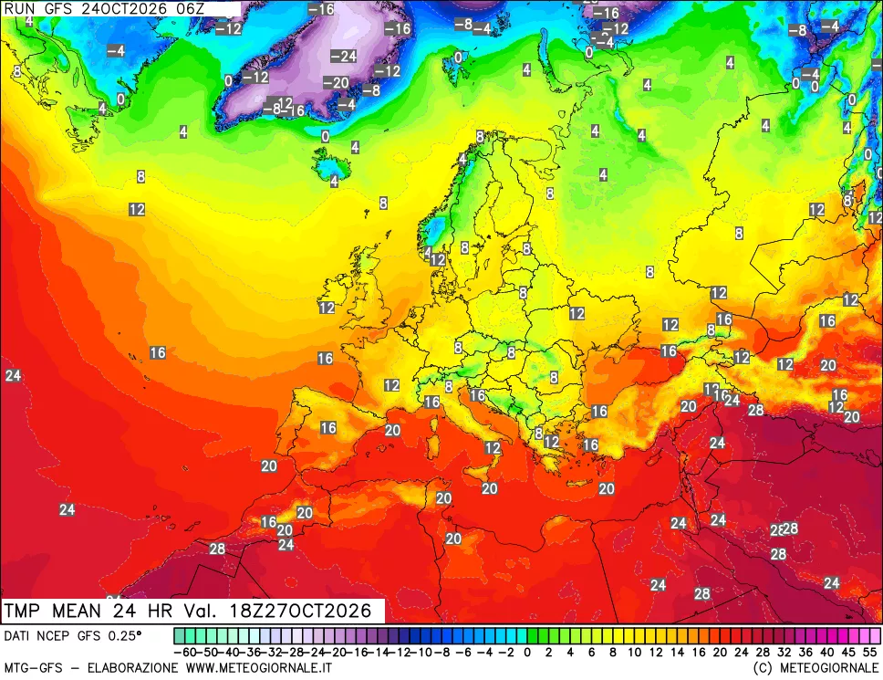mappa Temperatura media 24 ore
