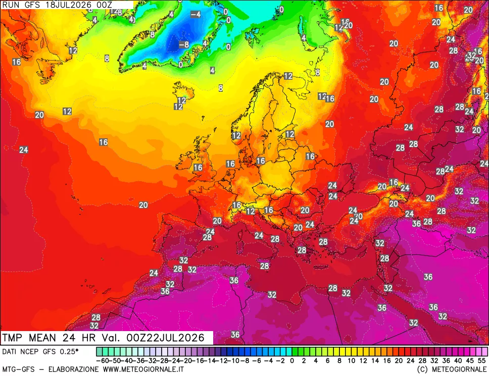 mappa Temperatura media 24 ore