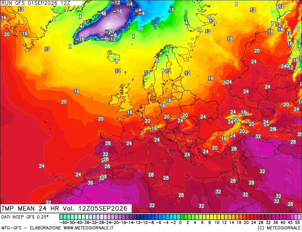 mappa Temperatura media 24 ore