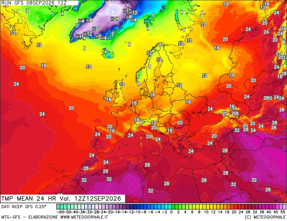 mappa Temperatura media 24 ore