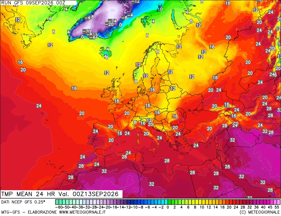 mappa Temperatura media 24 ore
