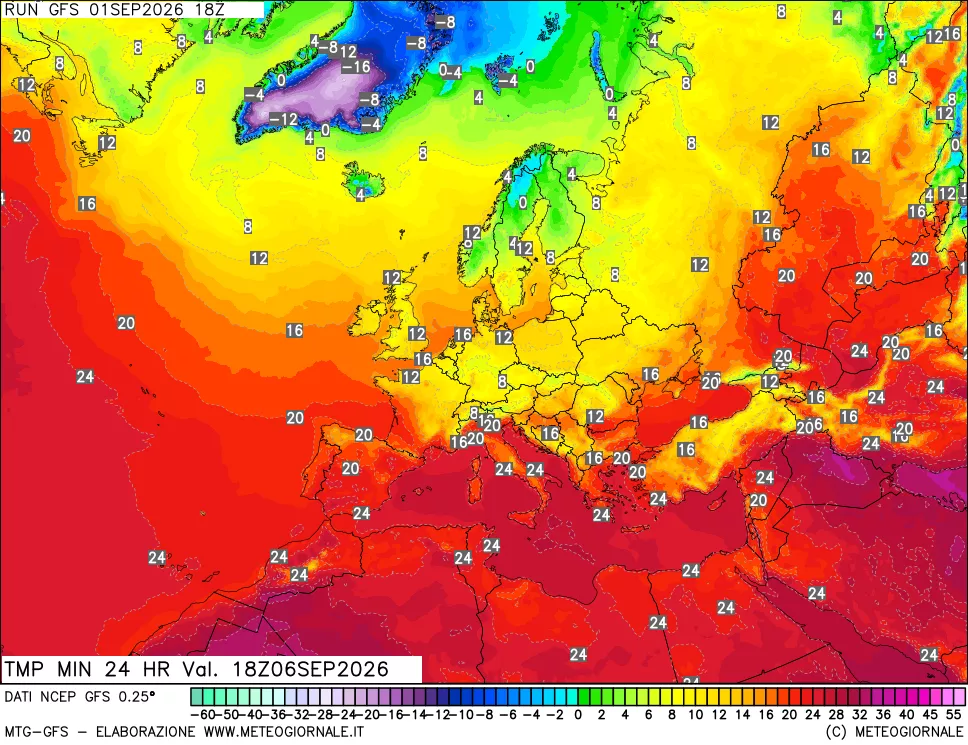 mappa Temperatura minima 24 ore