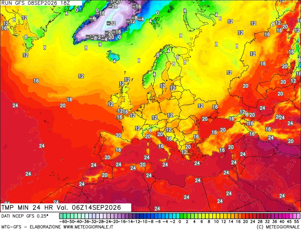 mappa Temperatura minima 24 ore