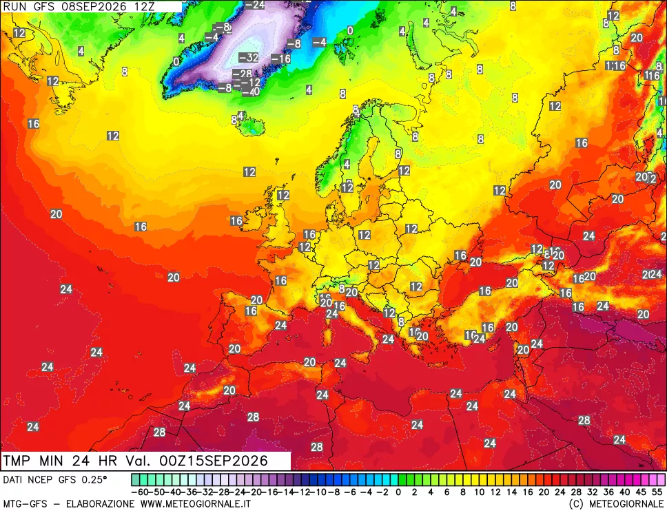 mappa Temperatura minima 24 ore