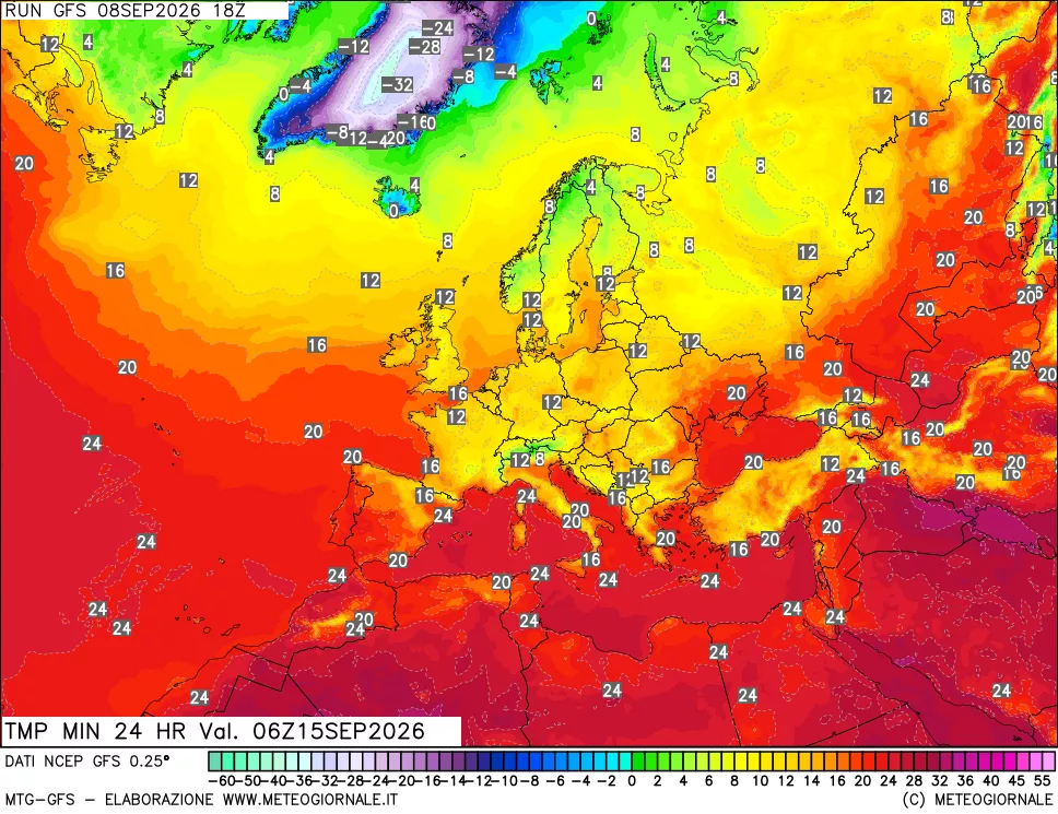mappa Temperatura minima 24 ore
