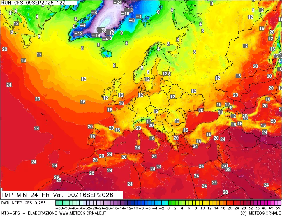 mappa Temperatura minima 24 ore