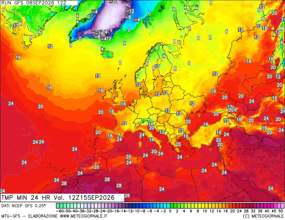 mappa Temperatura minima 24 ore