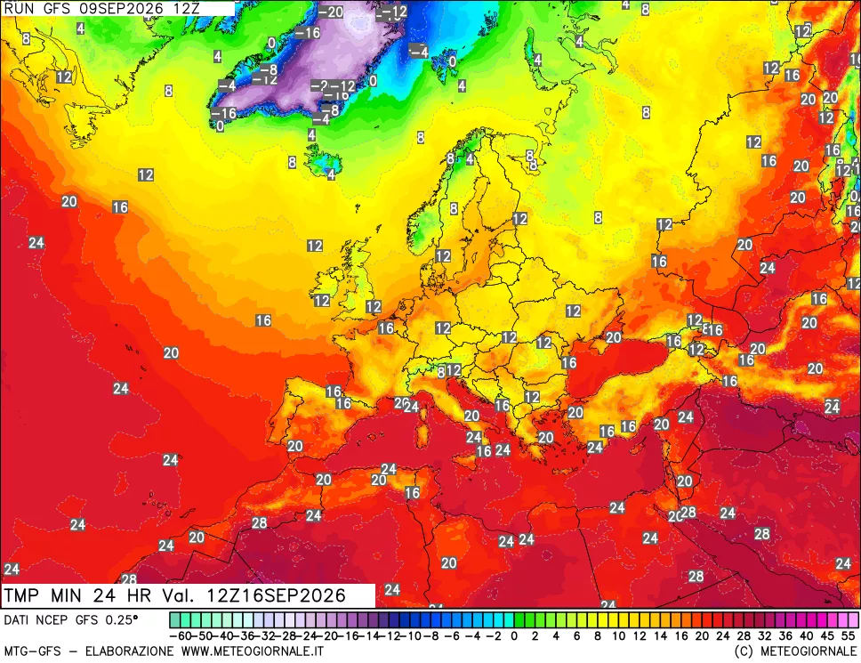 mappa Temperatura minima 24 ore