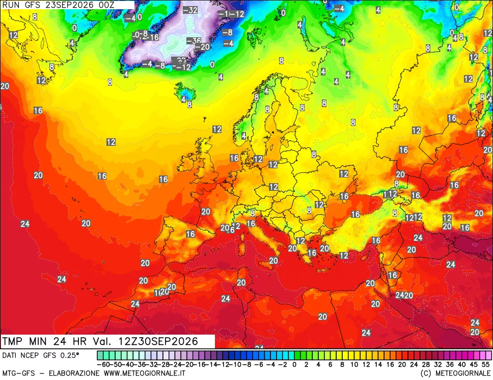 mappa Temperatura minima 24 ore