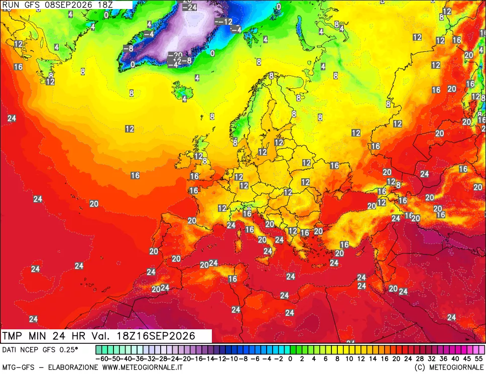 mappa Temperatura minima 24 ore