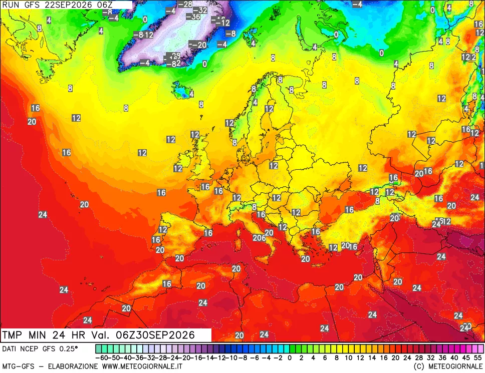 mappa Temperatura minima 24 ore