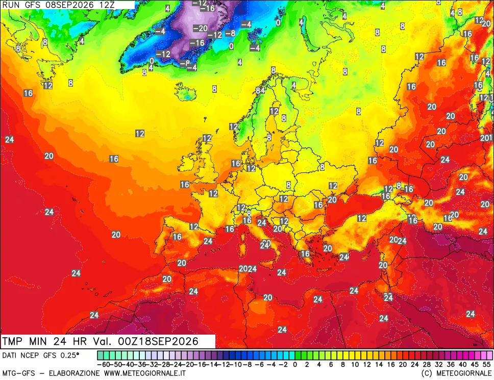 mappa Temperatura minima 24 ore