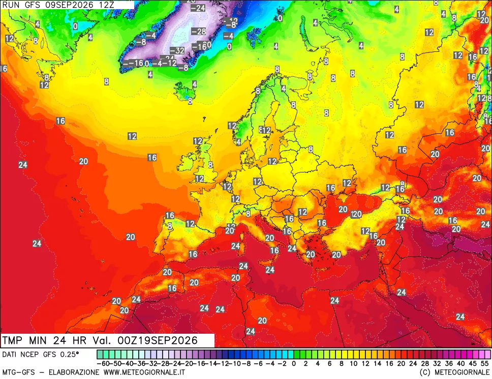 mappa Temperatura minima 24 ore