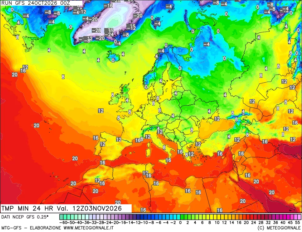 mappa Temperatura minima 24 ore