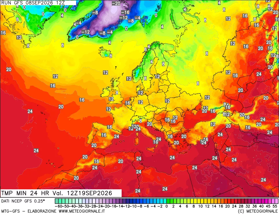 mappa Temperatura minima 24 ore