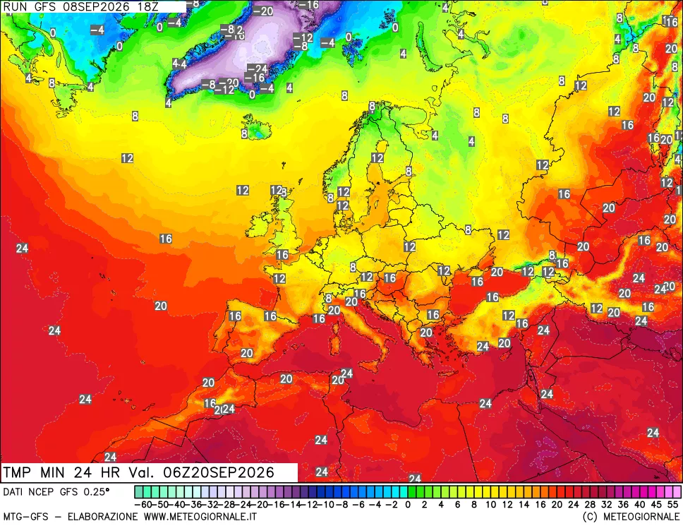 mappa Temperatura minima 24 ore