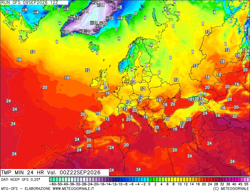 mappa Temperatura minima 24 ore