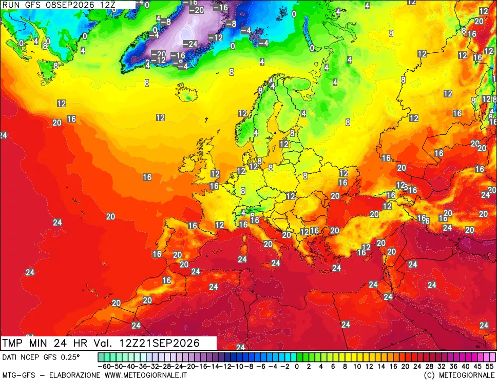 mappa Temperatura minima 24 ore