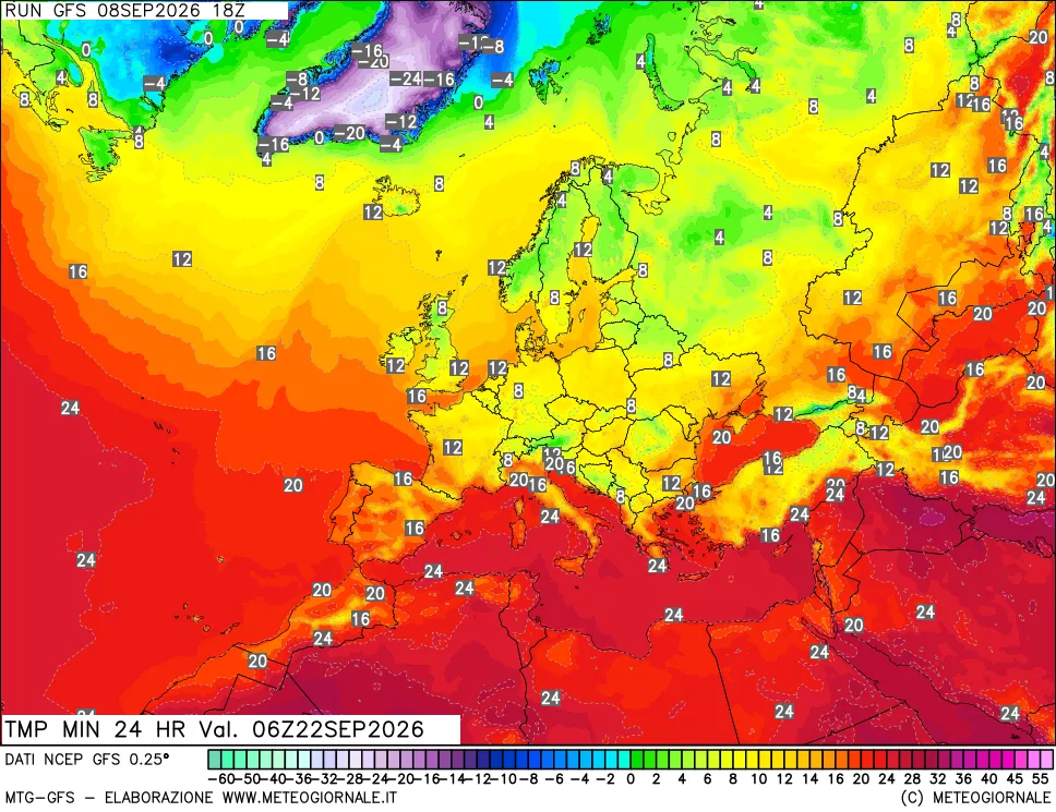 mappa Temperatura minima 24 ore